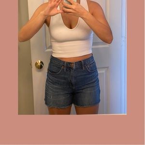 Madewell, size 28 high-rise shorts.